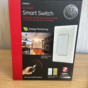 GE ZIGBEE 45856GE In-Wall Smart Switch Energy Monitoring / White & Light Almond